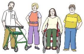 Mehrere Personen mit unterschiedlichen Behinderungen 