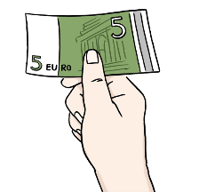 "Eine Hand hält einen 5 Euro-Schein"