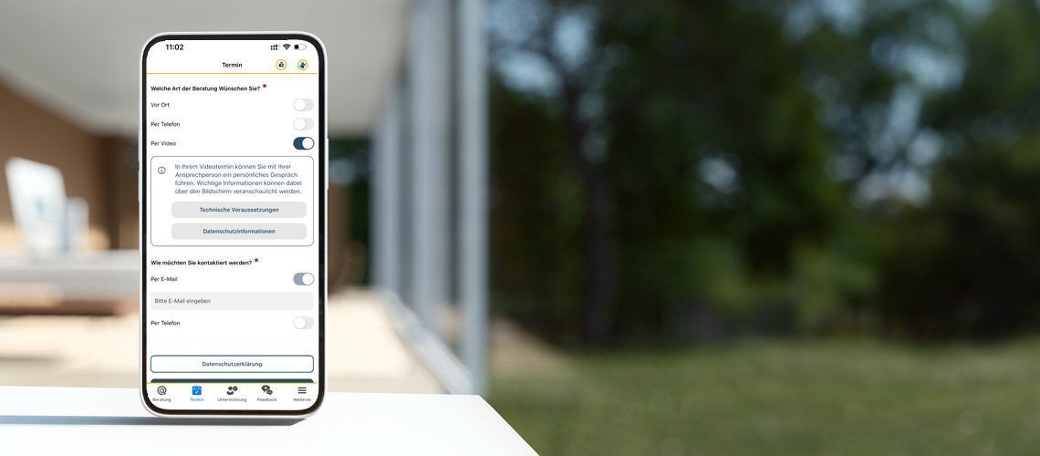 Smartphone mit geöffneter App "teilhabeberatung"