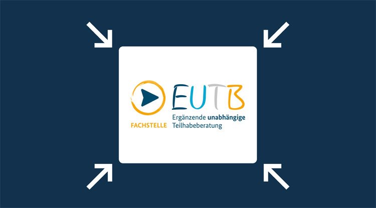 Grafik: Vier Pfeile zeigen auf das Logo der EUTB.