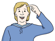 Illustration einer Person, die sich an die Stirn tippt.