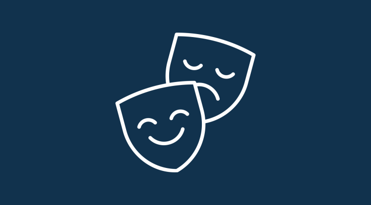 Piktogramm weiße Masken auf blauem Hintergrund