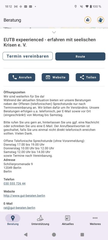 Screenshot der App "Teilhabeberatung"