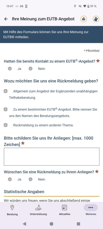 Screenshot der App "Teilhabeberatung"