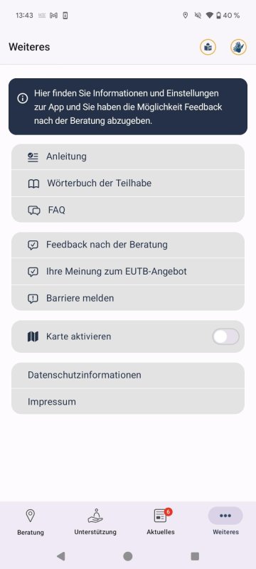 Screenshot der App "Teilhabeberatung"