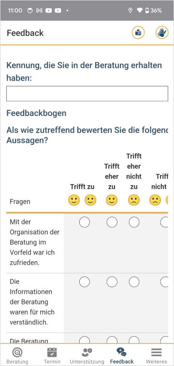 Screenshot der App "Teilhabeberatung"