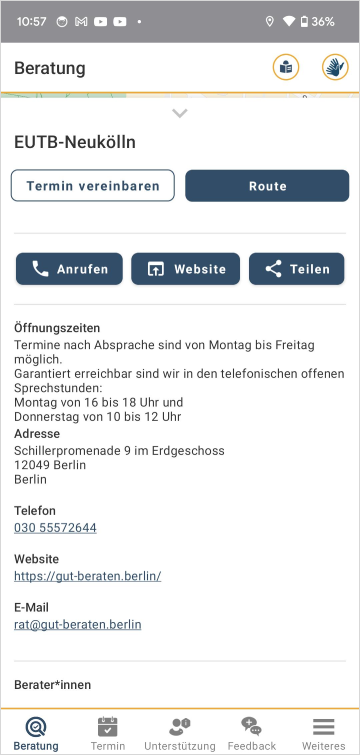 Screenshot der App "Teilhabeberatung"