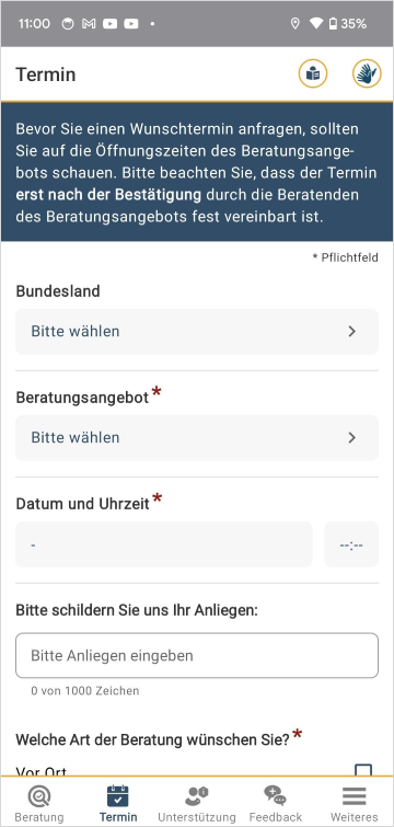 Screenshot der App "Teilhabeberatung"
