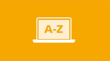 Icon zeigt aufgeklapptem Laptop mit der Aufschrift A bis Z