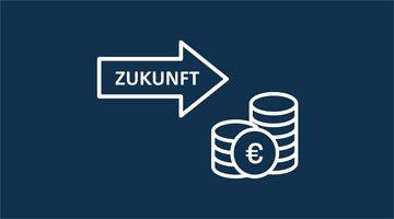 Grafik: Ein Pfeil mit der Beschriftung "Zukunft" zeigt auf einen Münzstapel.