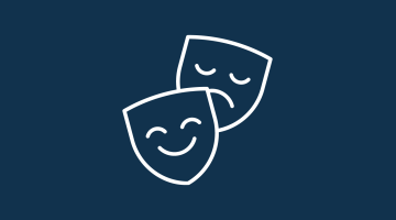 Piktogramm weiße Masken auf blauem Hintergrund