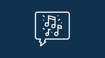 Musiknoten in Sprechblase